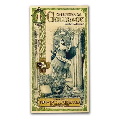 $1 Goldback 1/1000th oz Aurum Gold Note (24k)