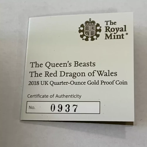 2018 1/4oz Britain Queen's Beast : The Red Dragon of Wales Proof Gold Coin (3)