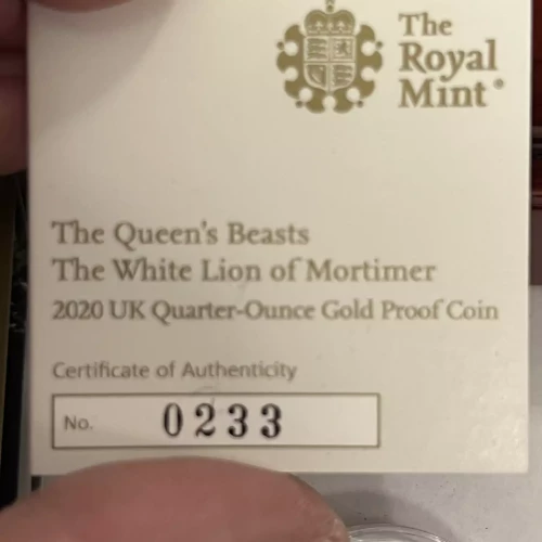 2020 1/4oz Gold Britain Queen's Beasts: The White Lion of Mortimer (3)