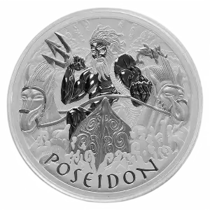 2021 Tuvalu 1 oz Silver Gods of Olympus Poseidon BU Coin (In Capsule) (2)